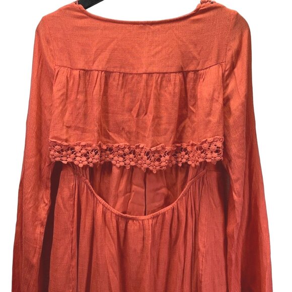 Free People Gentle Dreamer Dress Womens S Burnt Orange Open Back Lined Boho - Picture 14 of 16